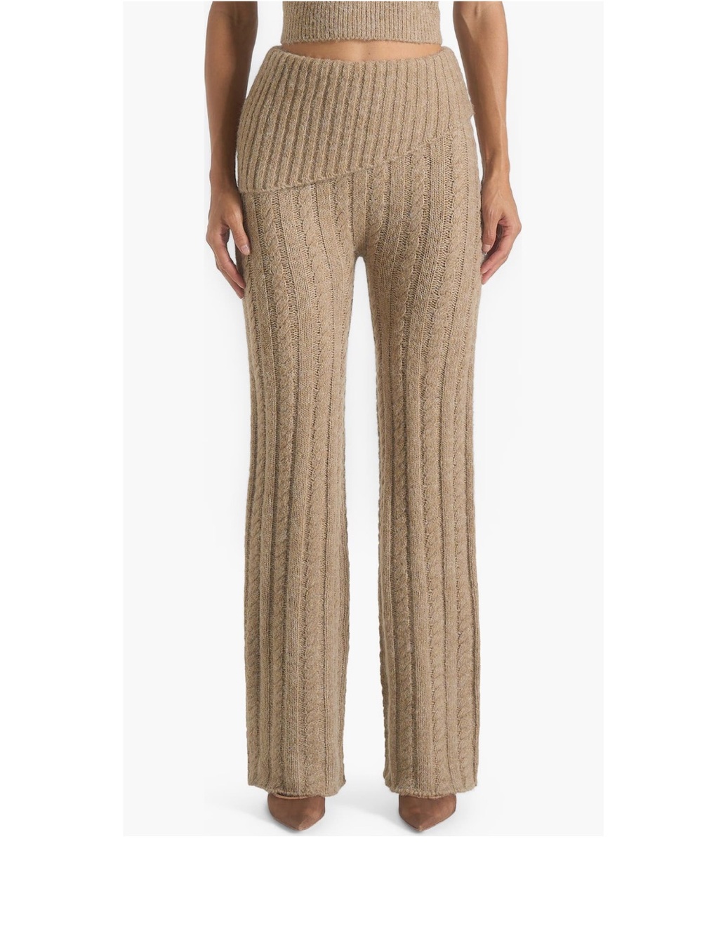 Manière De Voir
Elvy Foldover Fit & Flair-Leg Cable Knit Pants-NWT